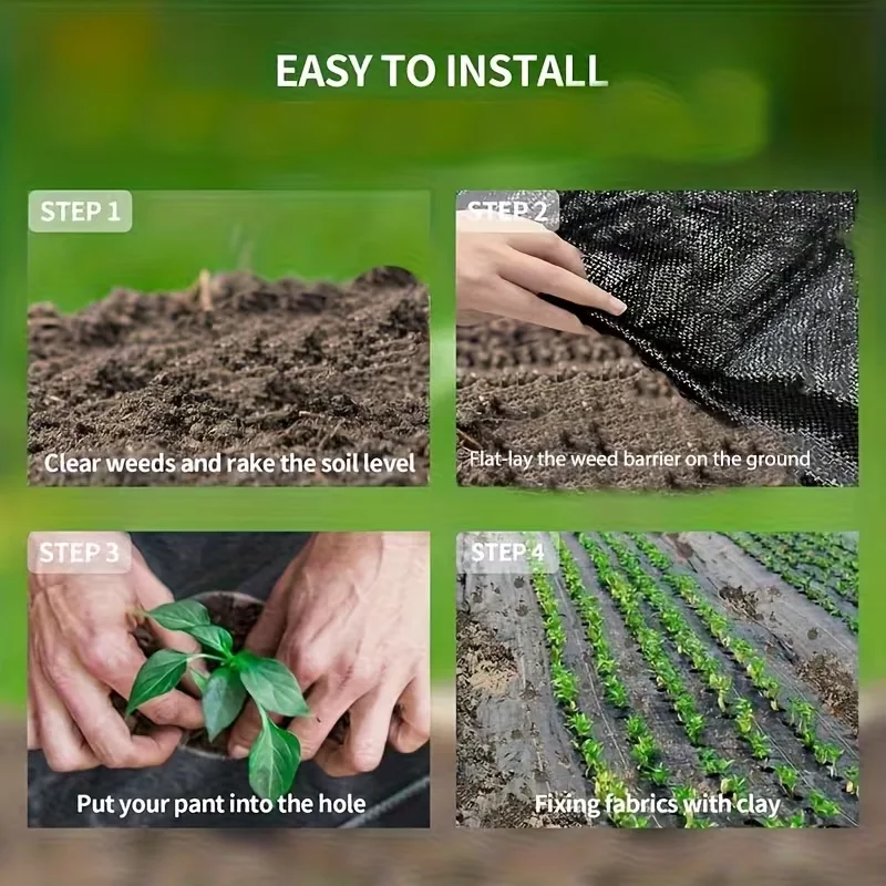 Perforiertes Unkrautvlies, nicht gewebte Gartenbodenabdeckung mit Pflanzlöchern, Unkrautbekämpfungsmatte für Gemüse, Blumen und Pflanzen – Detail 5