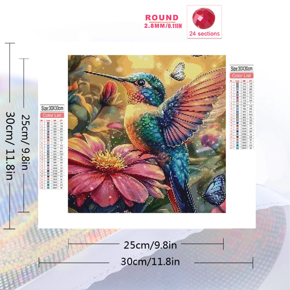 Momoart New Arrival Diamond Painting Bird Animal DIY Acrylic Craft Supplies Flower Diamond Mosaic Hummingbird Decor for Home