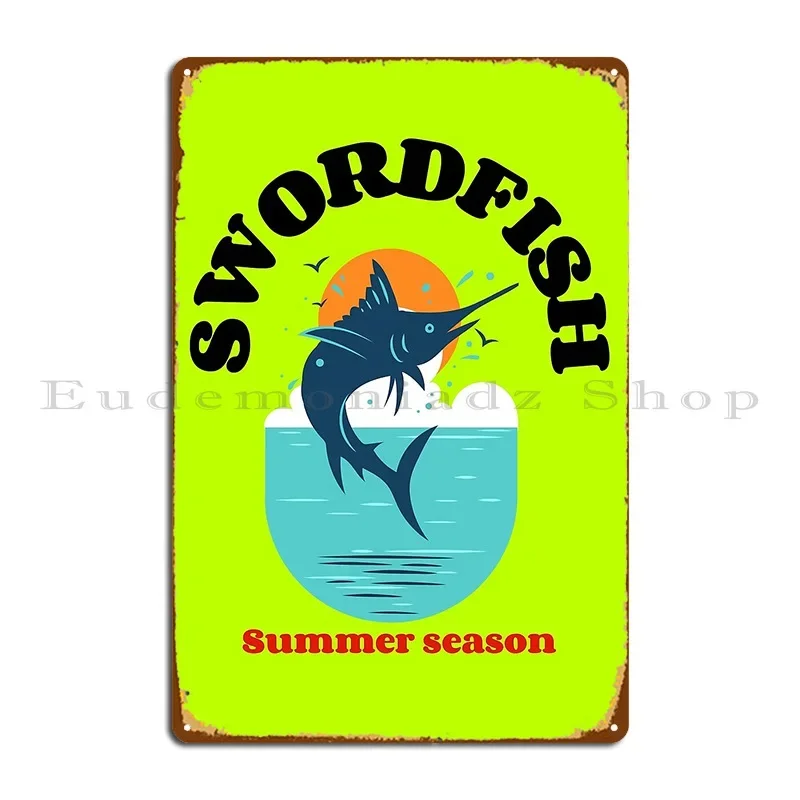 Swordfish Summer Season Metal Plaque Garage Wall Decor Cave Custom Garage Tin Sign Poster