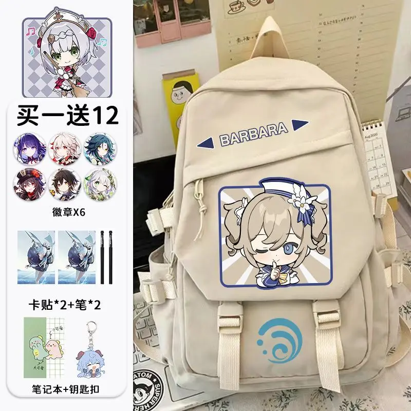 حقيبة ظهر Genshin Impact Yae Miko Anime أوائل الصيف من الدرجة الثالثة إلى السادسة لطلاب المدارس الثانوية بسيطة ذات سعة كبيرة مزدوجة