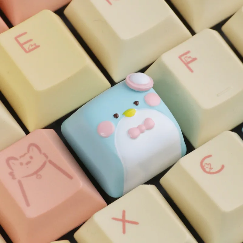 Resin Gentleman Little Penguin Keycap Little Penguin Cross Axis Mechanical Keyboard Keycap Single Cute Cap
