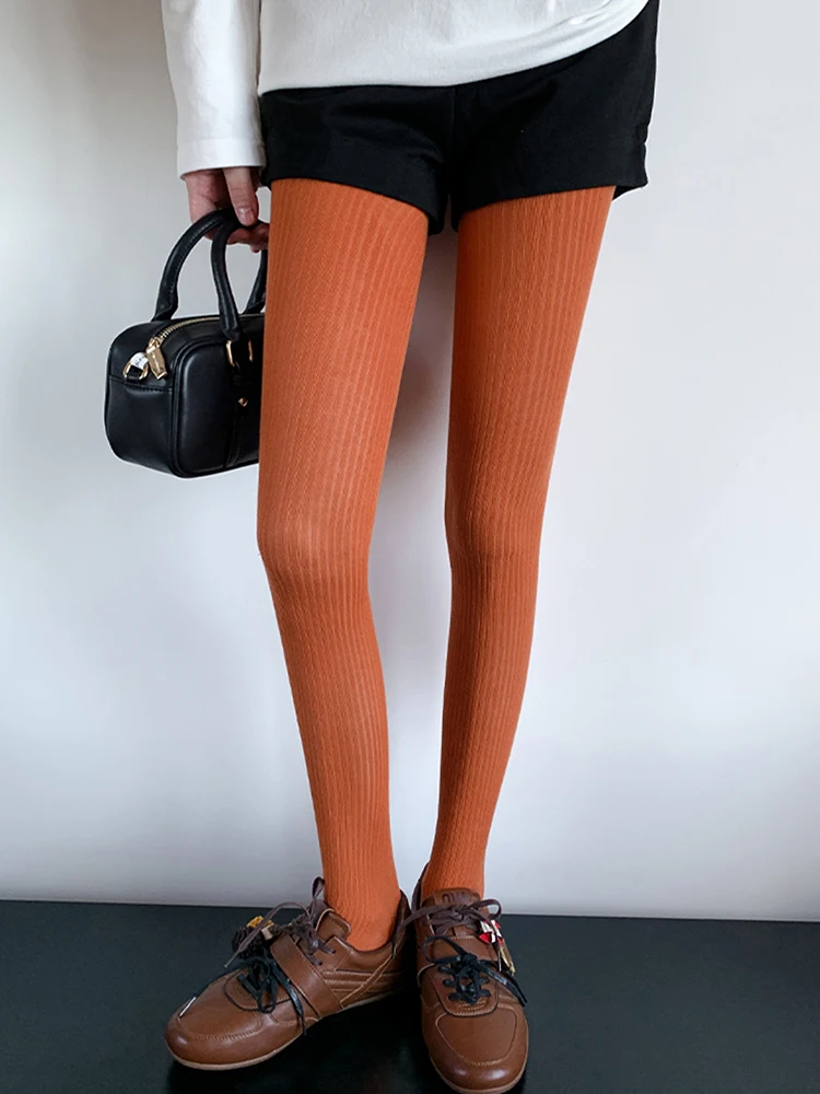 Talenza Y2k Girls Knitted Striped Tights Women's 2026 Autumn Winter Basic Casual Streetwear Pantyhose New Stocking Women Hosiery