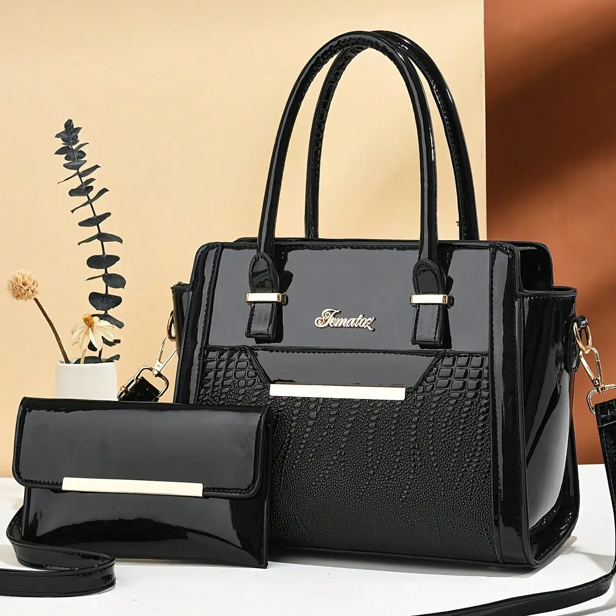 Retro Crocodile Pattern Purses And Handbags For Women Fashion Shoulder Crossbody Tote Bags Stylish Ladies Purse Set