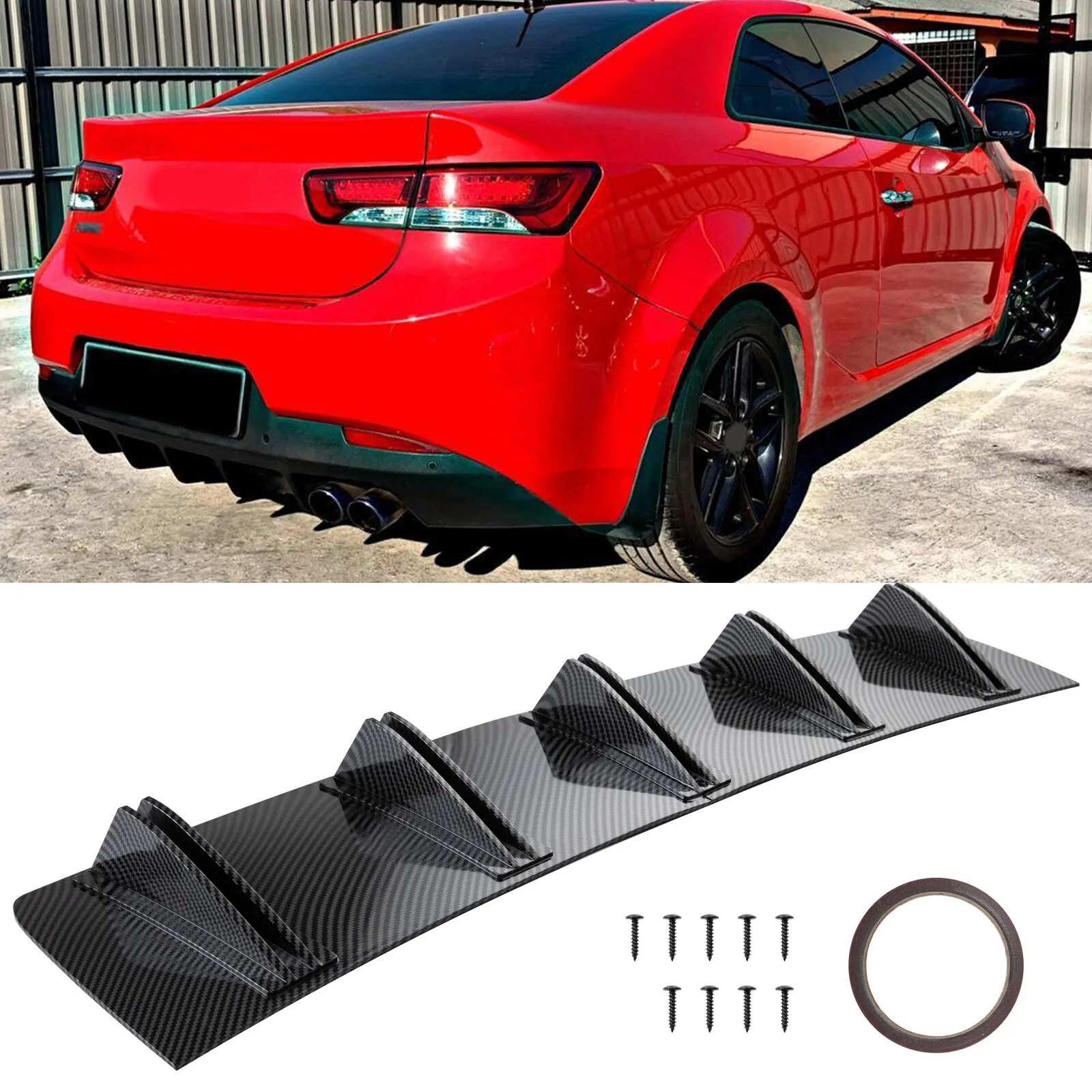 

Задний бампер из углеродного волокна, диффузор для губ, 10, спойлер с плавниками акулы для Kia Forte Koup