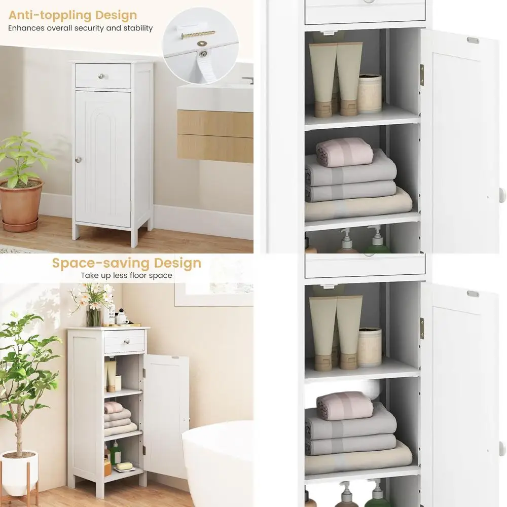 

Space-Saving Multi-Purpose Storage Cabinet, Adjustable Shelves, 14x12x34.5, Suitable for Home, White