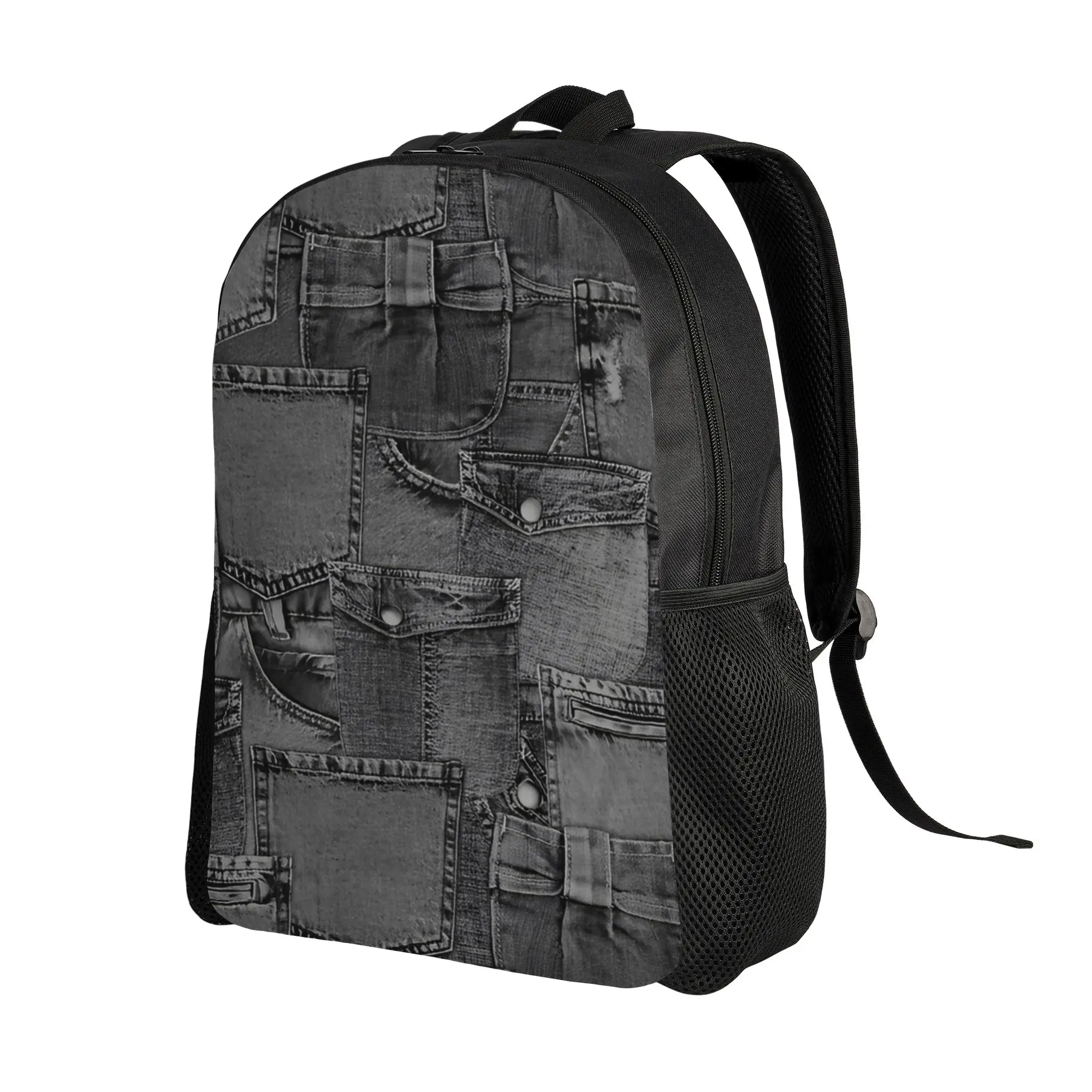 College Bag Back to school season Jeans fashion background  Light Backpack