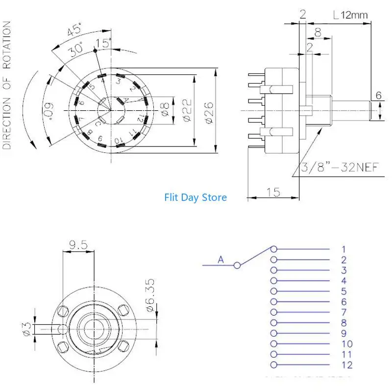 F92C RS26 Switch Selector Rotary Channel Select Slector Interruttore Rotazione Singolo-image