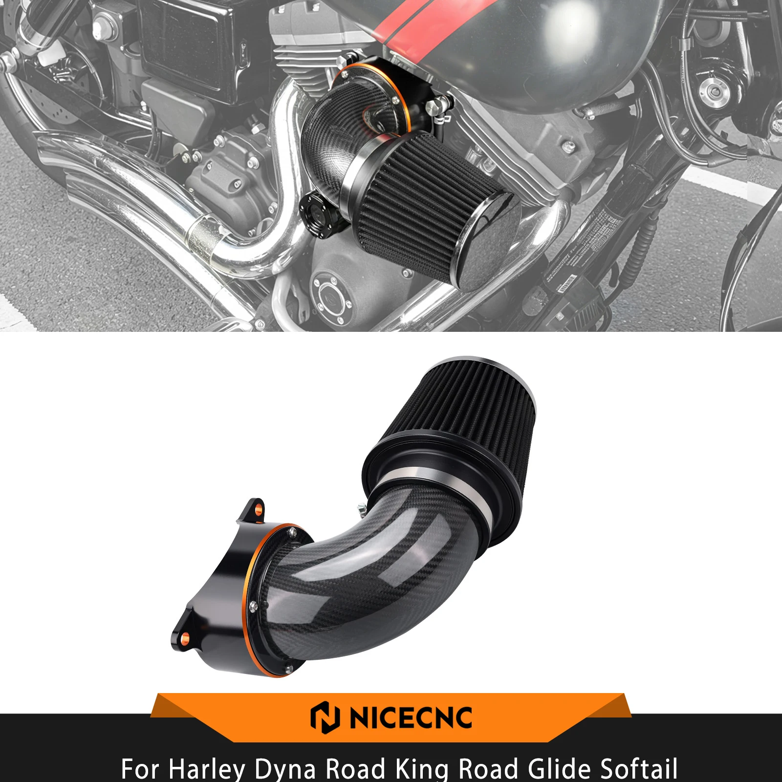 NICECNC High-Flow Air Cleaner Kit For Harley Dyna Fat Bob Low Rider FXDL Street Bob Wide Glide Softail Deluxe Slim Standard