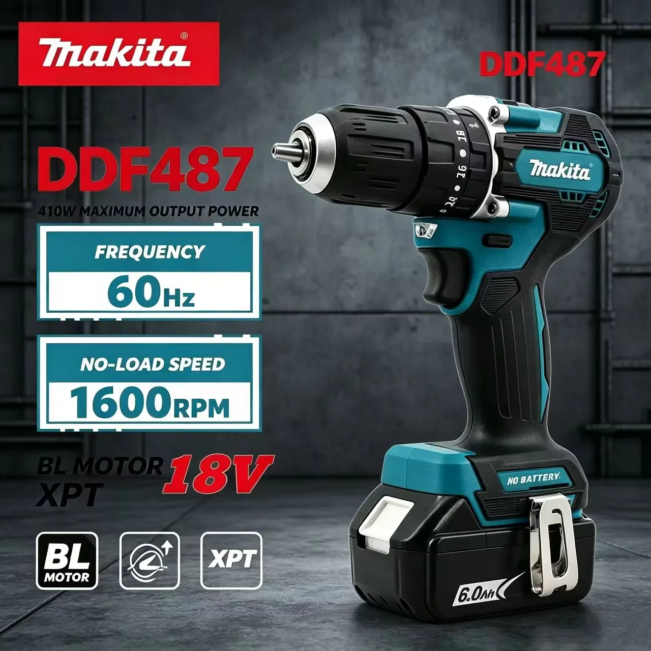 マキタ-ddf487-18v-ブラシレスコードレスドライバードリル電動ドライバー充電式電動工具マキタ-18v-システム用