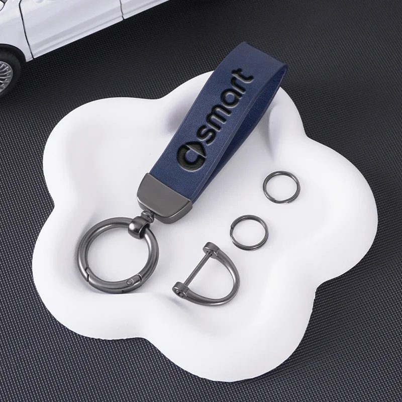 Car Key Organizer Leather Loop with 360° Swivel Ring Compatible with Smart Fortwo 452 451 454 Forfour 450 453 Coupe 5