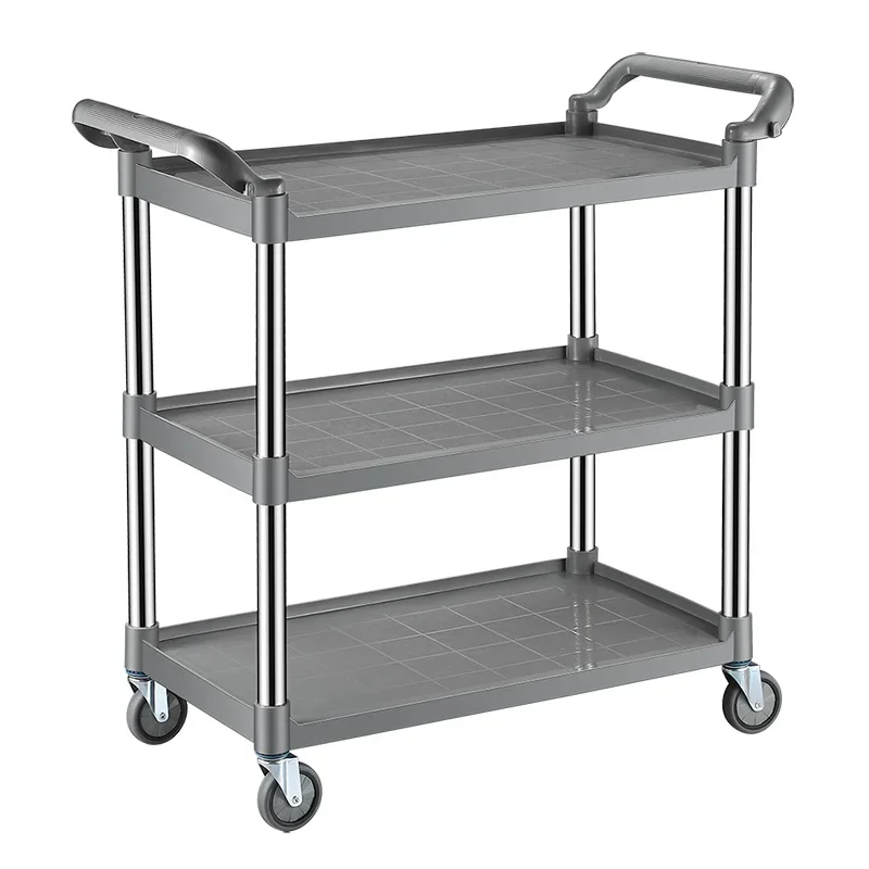 Thickened hotel plastic three-layer restaurant handcart,