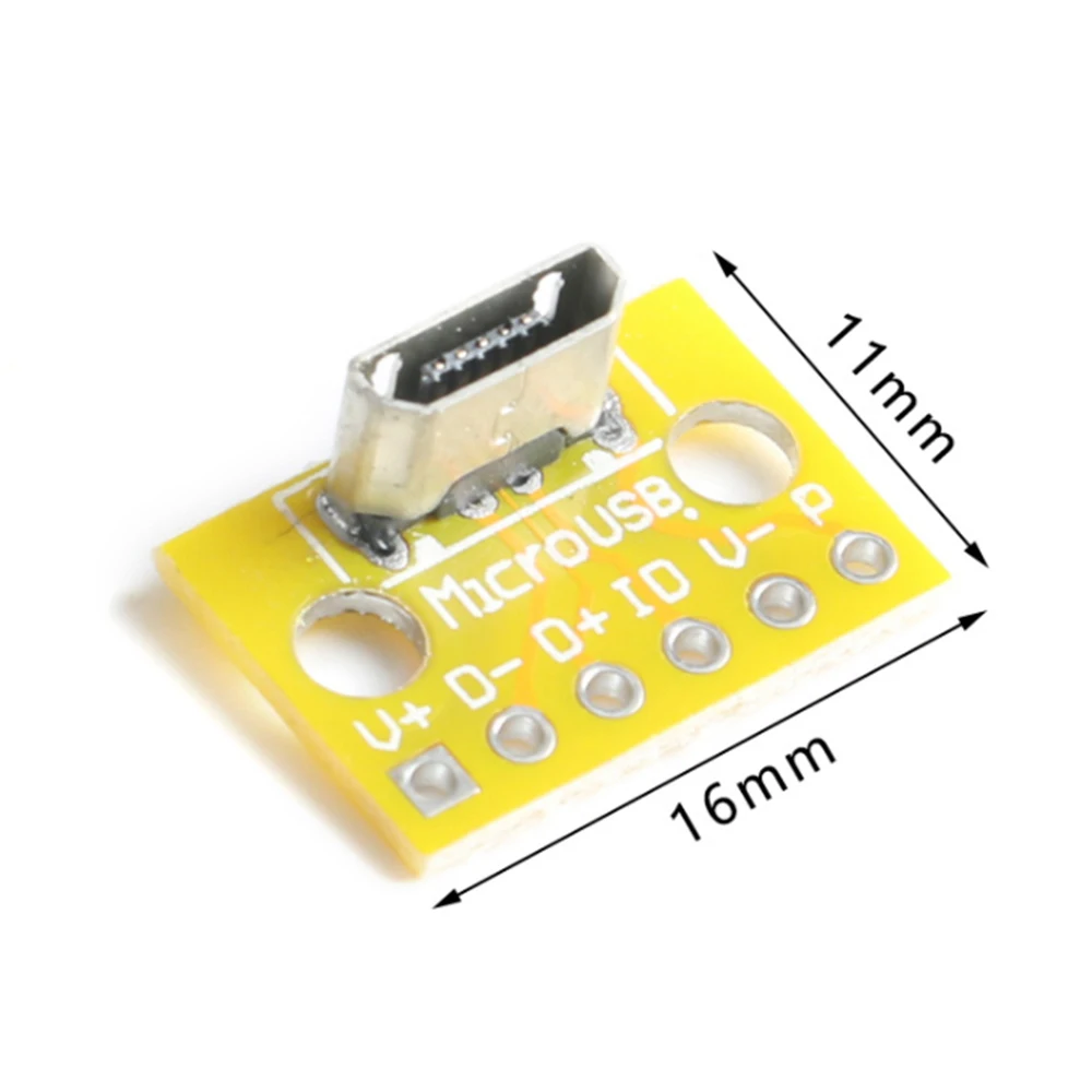 5PCS 2.54mm Vertical Micro USB 2.0 Female Head A Connector  PCB Converter Adapter