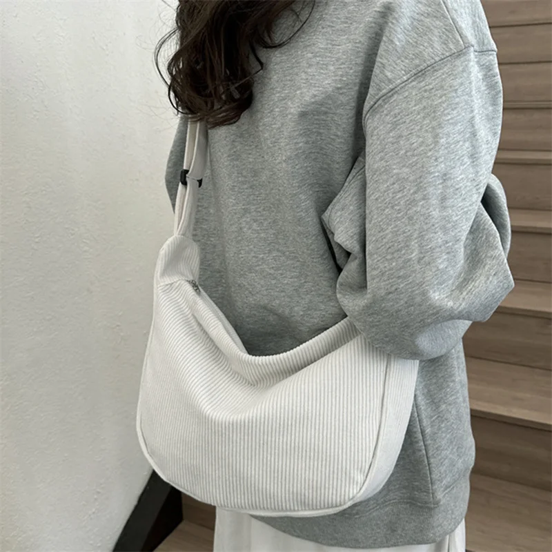 Corduroy Crossbody Bags For Women Large Capacity Shoulder Bag Fashion Purse And Handbags Solid Color Women Messenger Bag