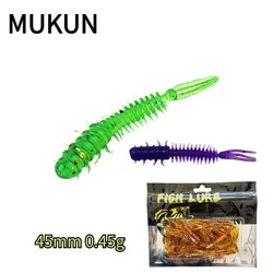 MUKUN 50PCS Mini Ajing Soft Fishing Lure 0.45g/45mm Artificial Swimbait Jig Wobbler Bass Bait Fishing Tackle Soft Bait