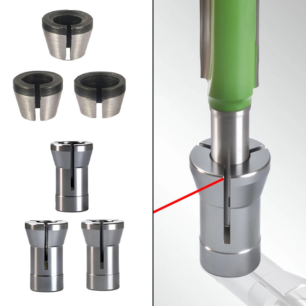 6pcs Trimmer Collet Adapter Milling Cutter Collet Adapter Collets Chuck 6mm 1/4 8mm Router Bit Collet Chuck Clamping Adapter