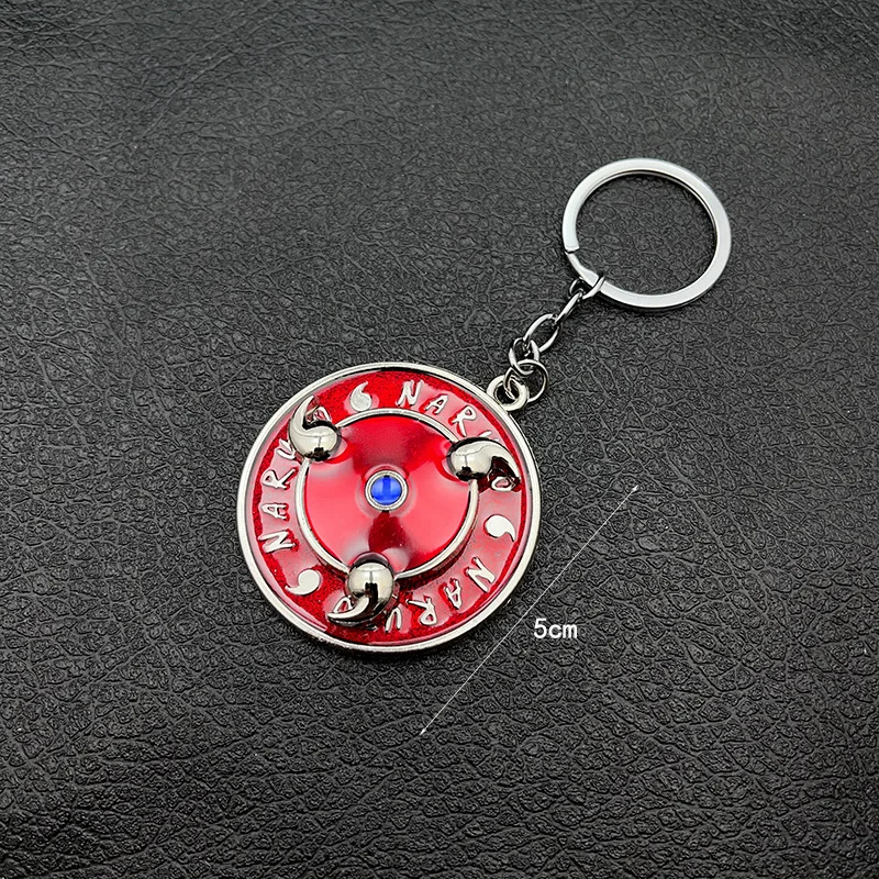Naruto anime cute keychain peripheral three magma marleidoscope Sharingan logo rotatable keychain pendant keyring cartoon