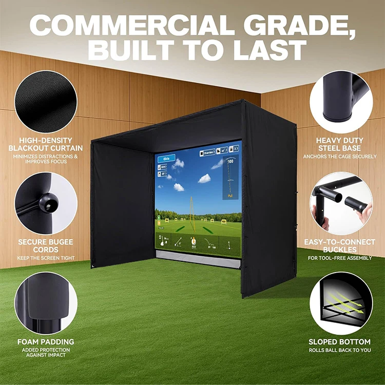Golf Hitting Cabinet Projector Simulator Cage Home Screen Indoor Good Diy Beginner Friendly Golf Simulator Enclosure