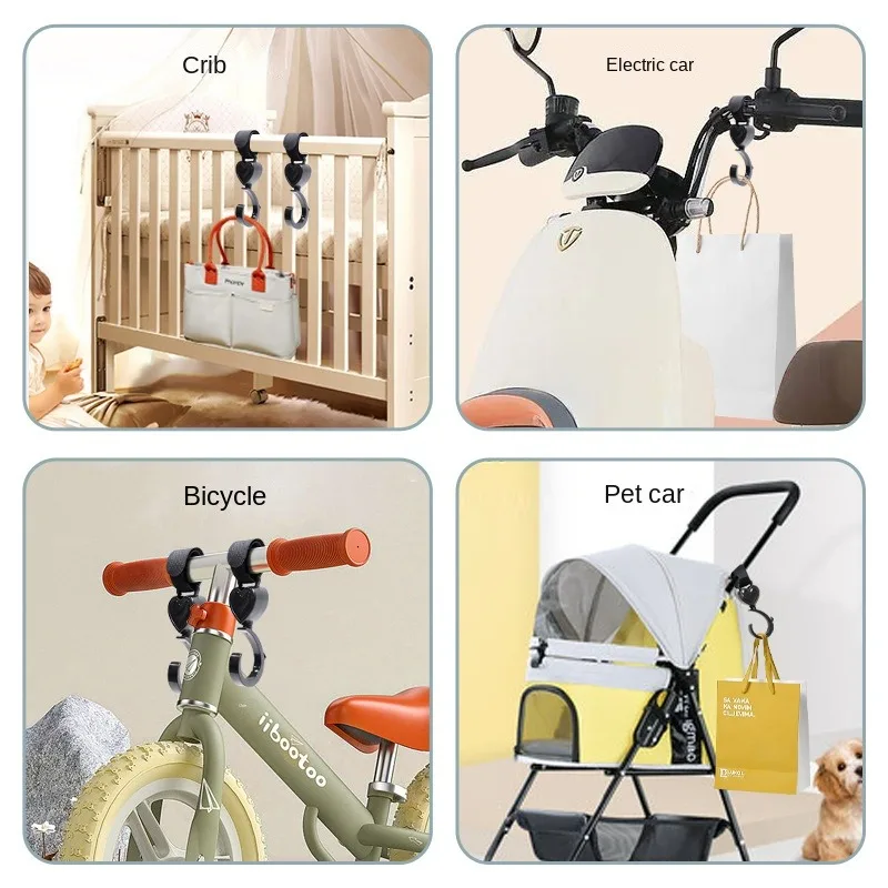 Baby Stroller Hooks Electric Car Pet Car Hooks Multi-functional 360 Degree Swivel Hooks Crib Hooks