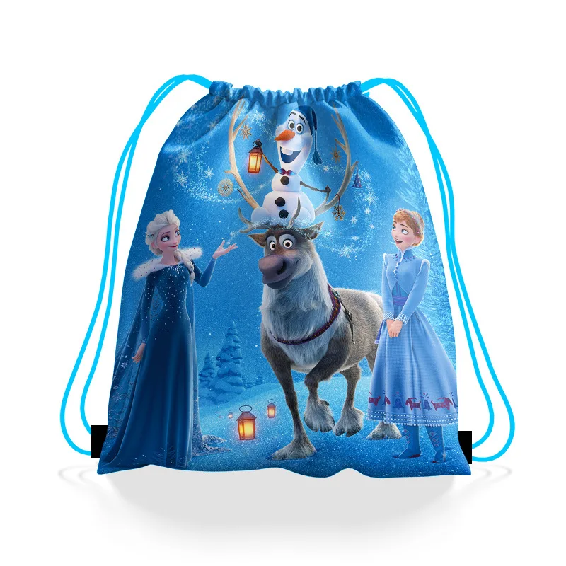 6/12PCS Disney Princess Frozen Anna Elsa Backpacks Birthday Party Gifts Non-woven Drawstring Bags Kids Swimming Backpacks Gifts