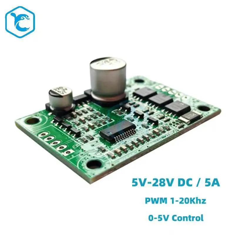 JUYI 5V-28V BLDC Motor Driver Board 5A Brushless DC Controller PWM 0-100% Speed Control for 3 Phase Sensorless Motor