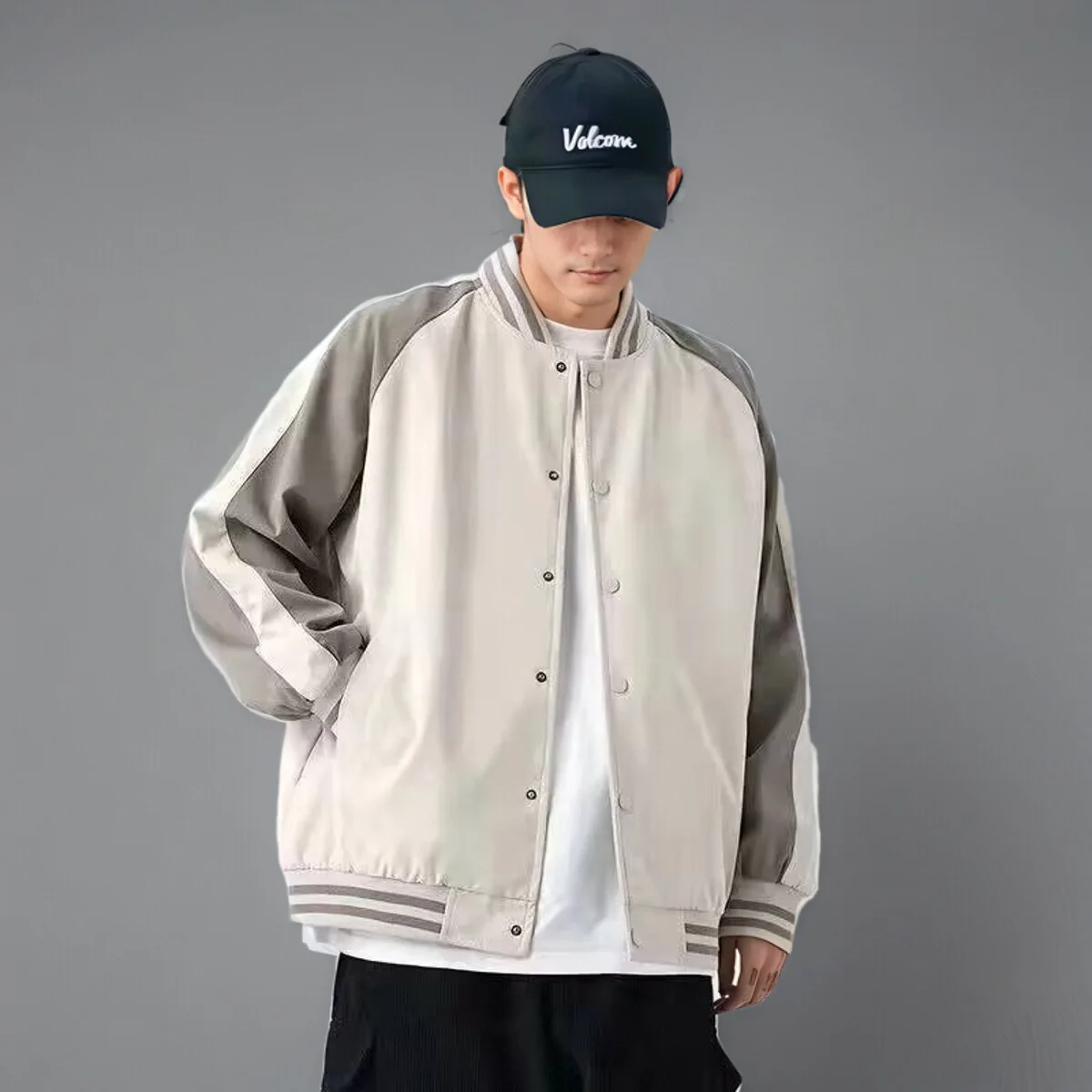 

Американская ретро-бейсбольная куртка с цветными блоками, мужская повседневная куртка, модная брендовая куртка для пар, свободный крой, с принтом, из полиэстера, размер S