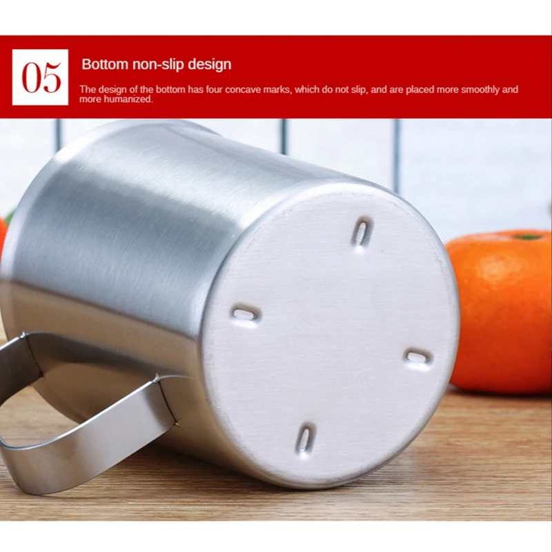 Stainless Steel Measuring Cup With Handle And Pour Lip, With Oz And ML Marking, Pitcher