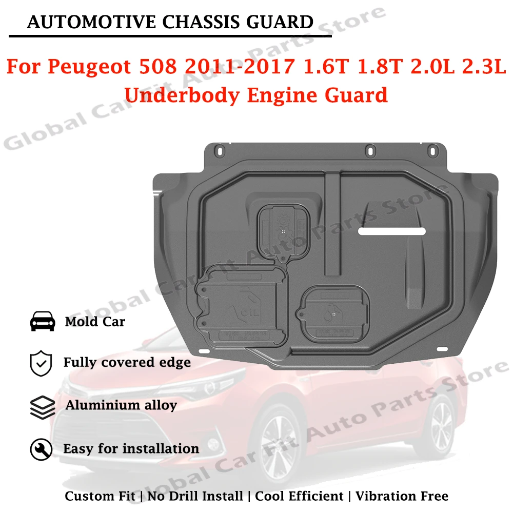 Under Engine Shield Lower Engine Cover Engine Skid Plate For Peugeot 508 2011-2017 1.6T 1.8T 2.0L 2.3L Chassis Bottom Protector