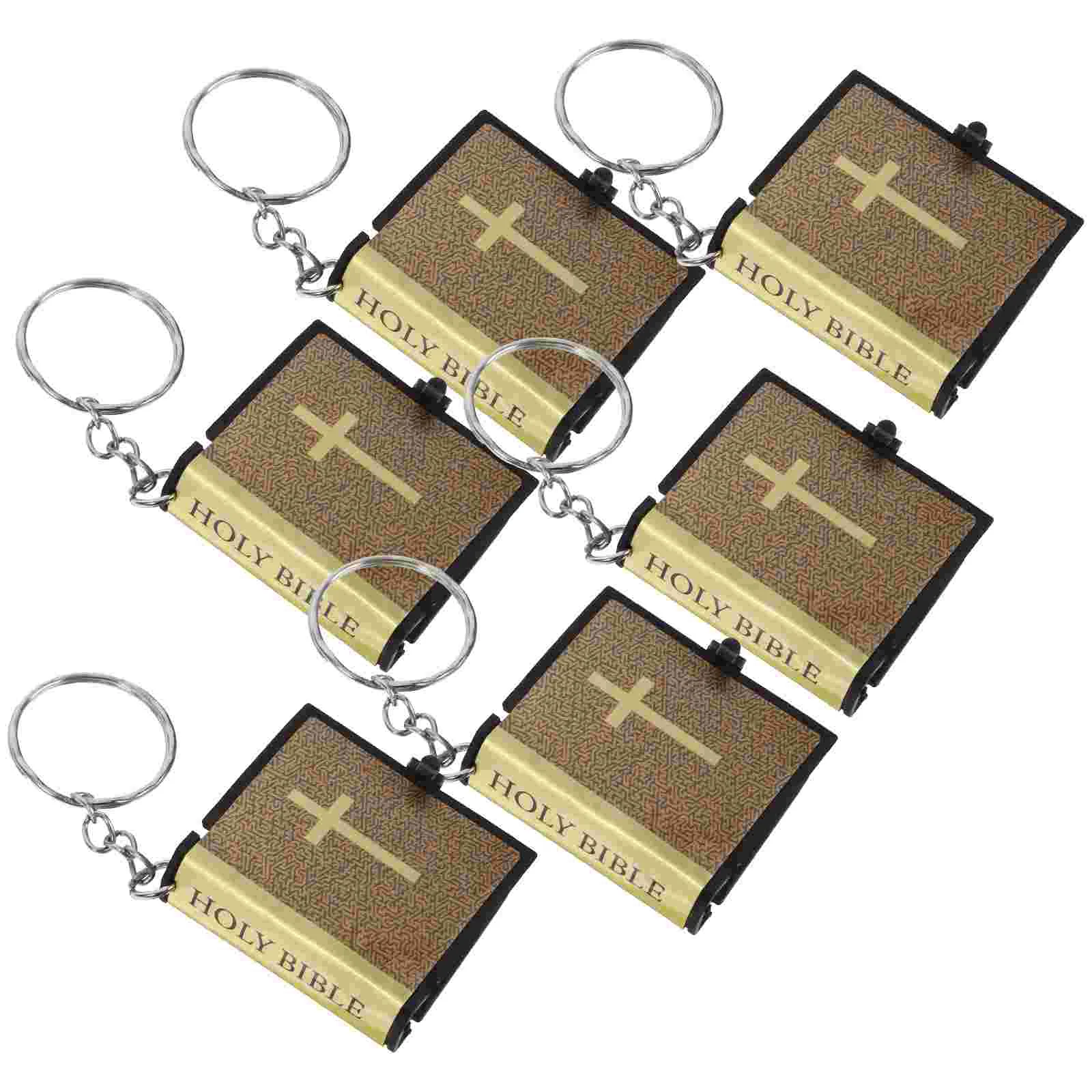 10 Pcs Accessories Bible Keychain Keyrings Jesus Charm The Paper Miniature Book