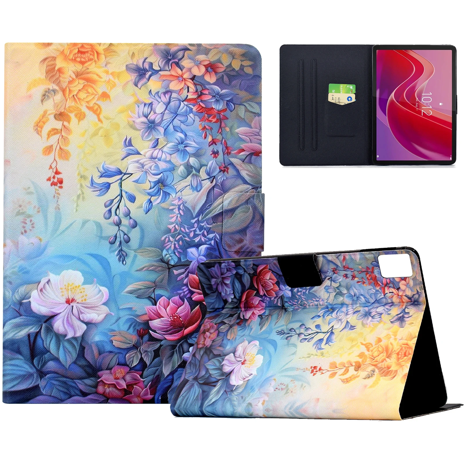 

For Lenovo Tab M11 / Xiaoxin Pad 11 2024 Case Colorful Pattern Painting Card Slots Stand Leather Tablet Cover with Auto Sleep