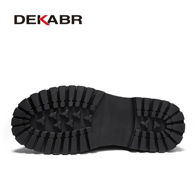 DEKABR New Comfortable Autumn Winter Warm Fur Ankle Boots Black Genuine Leather Soft Mens Handmade Non-Slip Boots Size 38-46