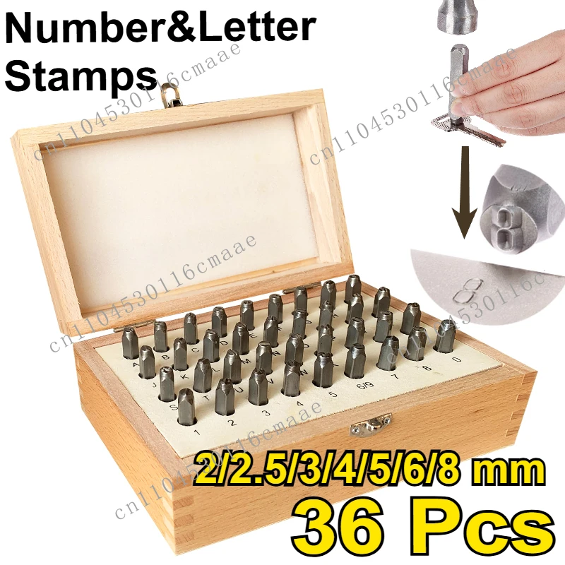 NEW 36Pcs 2/2.5/3/4/5/6/8mm 40Cr Alloy Steel  Letter and Number Stamp Set in A Wooden Case