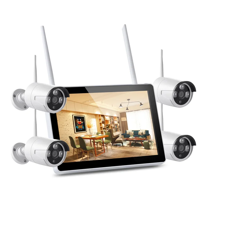

IP PRO Monitoring System 12 "screen 1080P Wireless 4CH NVR Outdoor Waterproof Infrared WiFi Wireless Camera Kit