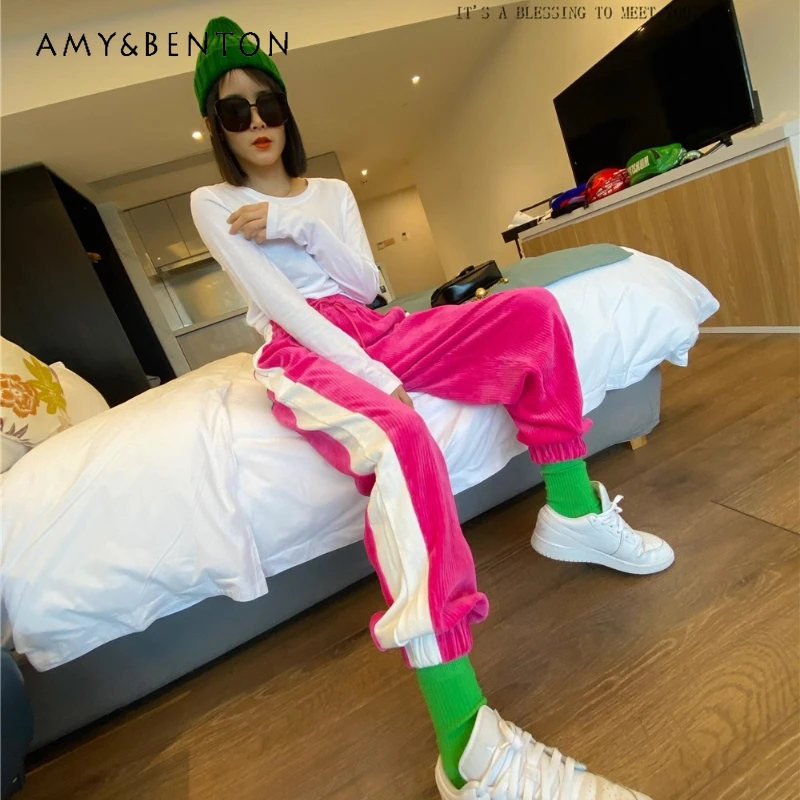 

Autumn Winter New Colorful Casual Slacks Women's Slim Fit Stylish Corduroy Versatile Sweatpants Ins Style Jogger Trousers Ladies