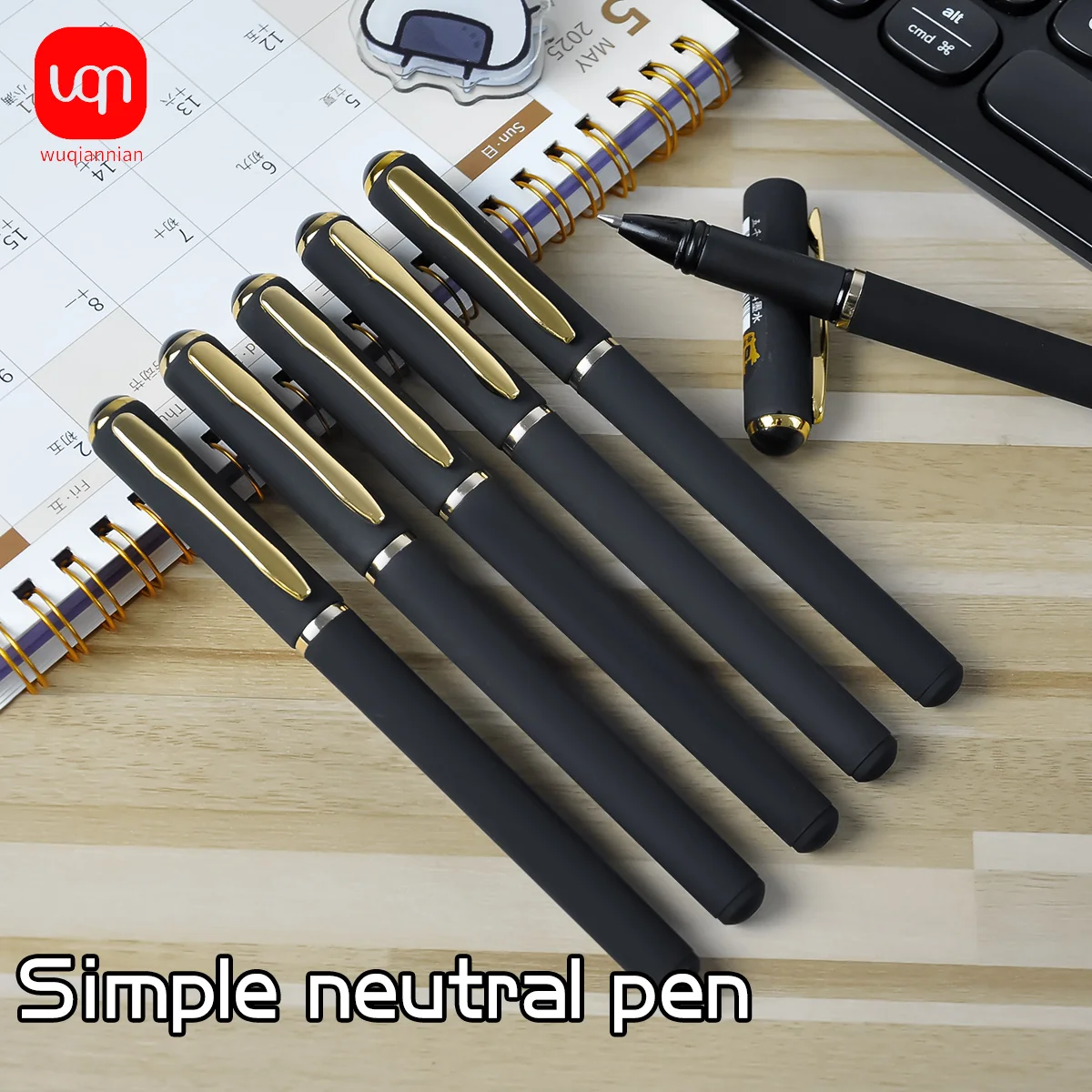 

WQN 3pcs black metal clip signature pens 0.5mm black ink - 12pcs replacement refills for daily writing, smooth writing