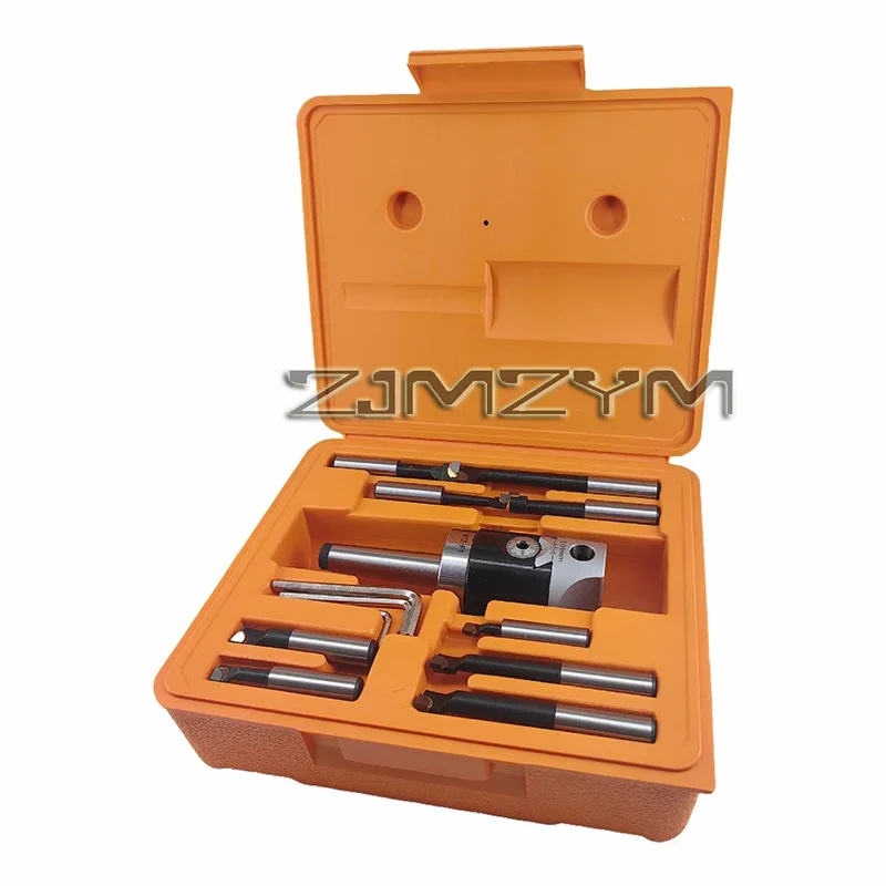 F1Boring Head Kit MT2-F1-9PCSM10 Threaded Boring Head with MT2 Boring Tool Holder F1-12mm Draw Bars Boring Head Tool Set