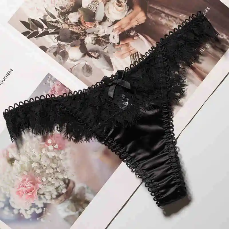Lace Panties Sexy Women\'s Underwear Briefs G String Transparent Seamless Thong Low Waist Hollow Out Underpants Size S-XL