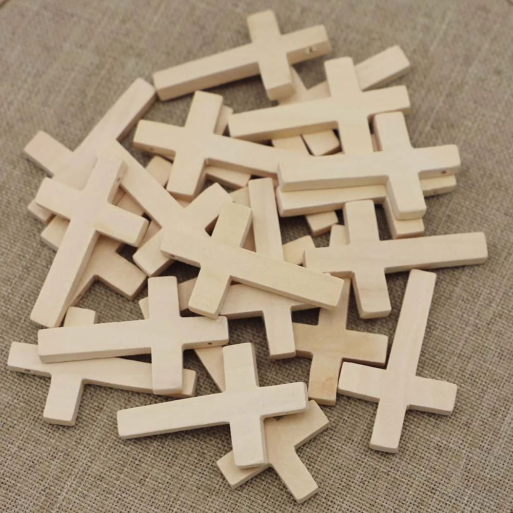 New 100pcs Natural Wood Cross Pendants Jewelry Findings Fashion Charms Beads Handmade Necklace Accessorie High Quality Wholesale