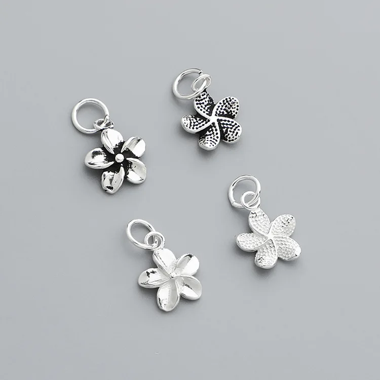 1 szt. Srebrny próby 925 wisiorek w kształcie kwiatu w stylu bohemy, 12,5x9,5 mm, do ręcznie robionych naszyjników, bransoletek, srebrne zawieszki, elementy do samodzielnego tworzenia kolczyków.