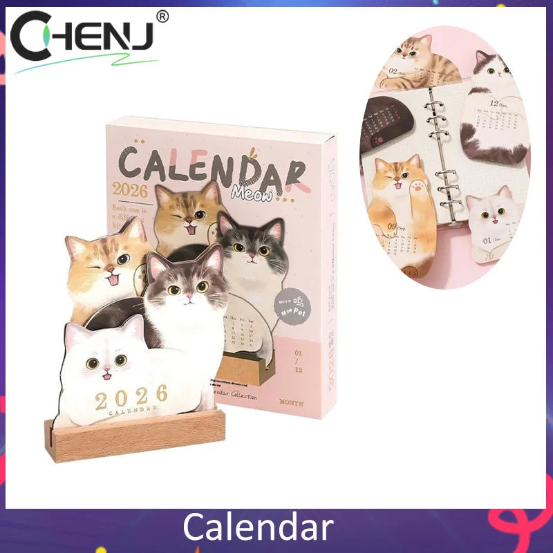 

Настольный календарь серии «Кошка Собака» на 2026 год, органайзер для годовой повестки дня, заметки для домашнего офиса, школы, ежедневный планировщик