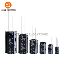 Condensador electrolítico de 10V 16V 25V 35V 50V 63V 100V 160V 250V 400V 450V 0,1 UF 3,3 UF 10UF 22UF 33UF 680UF 6800UF 10000UF 22000UF