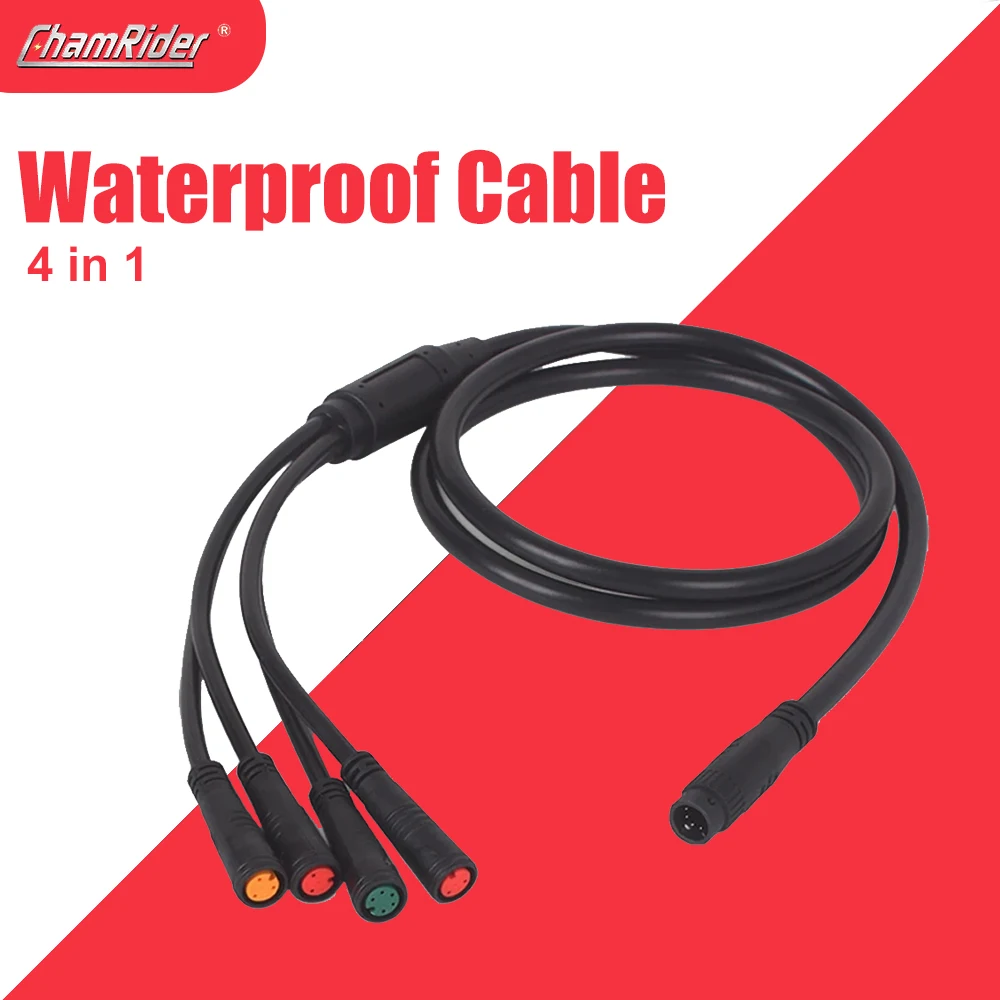 

Julet 1 to 4 Wiring Harness Main Cable Waterproof Wire For Electric Bike Throttle LCD Brake Waterpoof Connector