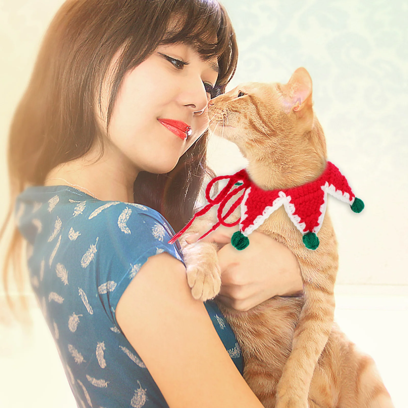 

Christmas Pet Scarf Star Shape Kitten Decor Cat Accessory Warm Comfortable Dog Wear Cat Christmas Gift Dog Decorative Scarf