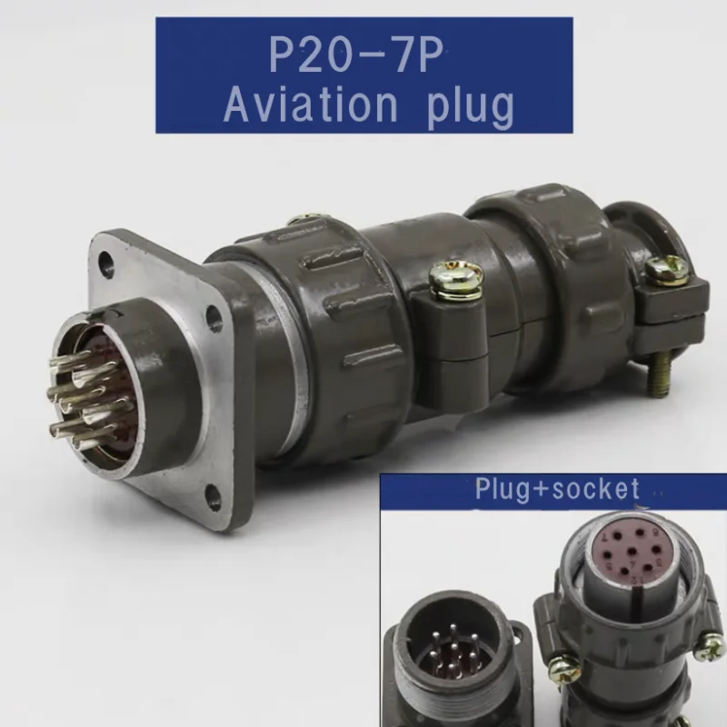 Military Aviation Plug Socket P20 Opening 20MM Circular Connector P20K2Q P20K3Q P20K6Q 2P/3P/4P/5P/7P