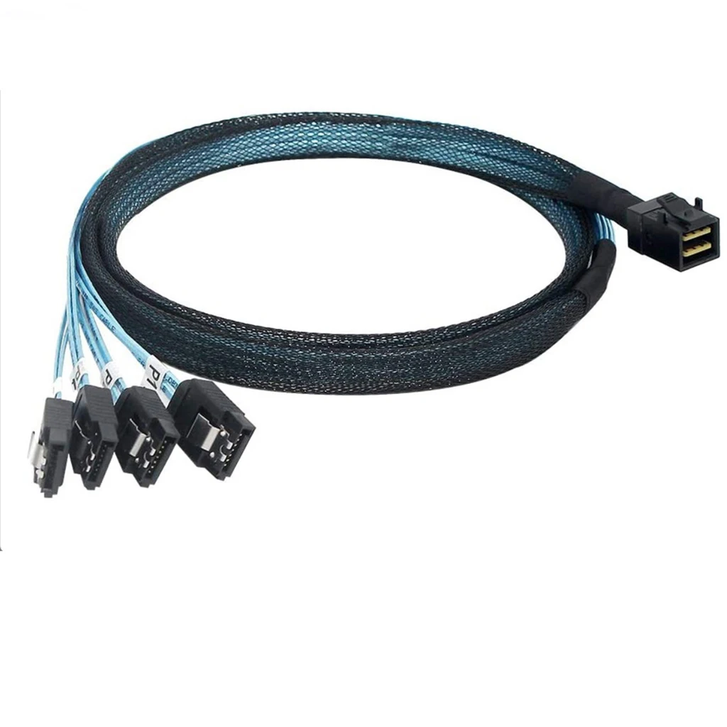 

HD MINI SAS SFF8643 to 4xSATA3.0 Adapter Cable SSD Server Data Cable 6Gbps Support 2.5-inch 3.5-inch SATA I II III Hard Drives