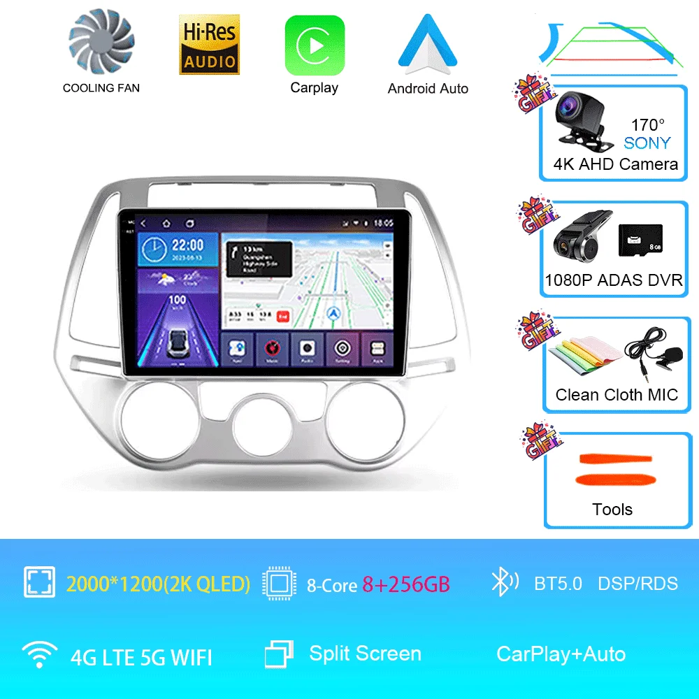 Android 16 Carplay Auto Multimedia Speler Autoradio voor Hyundai I20 2010 2012 2013 2014 DSP Autoradio GPS Stereo 2din Head Unit