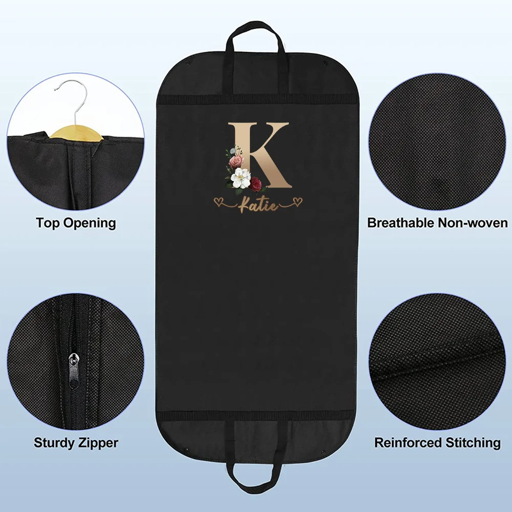 Customized Dustproof Clothing Cover Waterproof Wedding Dress Cover External Storage Bag Rose Gold Letter Series