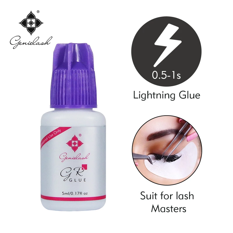 Genielash Fast Drying Eyelash Extension Glue Low Irritation No Hurt Black Adhesives Professional Use Glue for Eyelash Extension