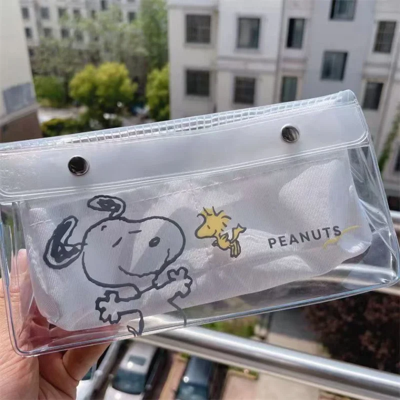 Snoopy Transparent Pencil Bag Large Capacity Children Stationery Storage Bags Students School Supplies Portable PVC Pensil Case