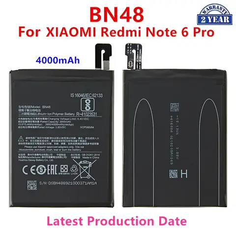 100% original BN48-batteri 4000mAh för Xiaomi redmi Note 6 Pro högkvalitativt BN48-batteri 6 best sales bateria nohon xiaomi redmi note - №3