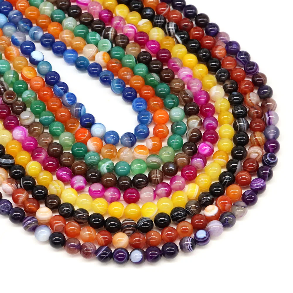 4/6/8/10mm Stripe Agate Stone Natural Reiki Healing Crystal Round Loose Spacer Gemstone for Jewelry Making DIY Handicrafts Gifts - Image 3